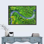 Blue Car on Summer Forest Road Wall Art