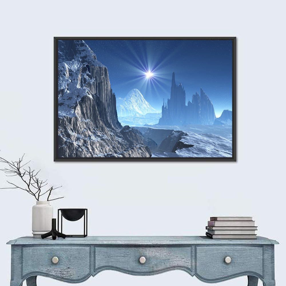 Nightfall on Frozen Alien World Wall Art