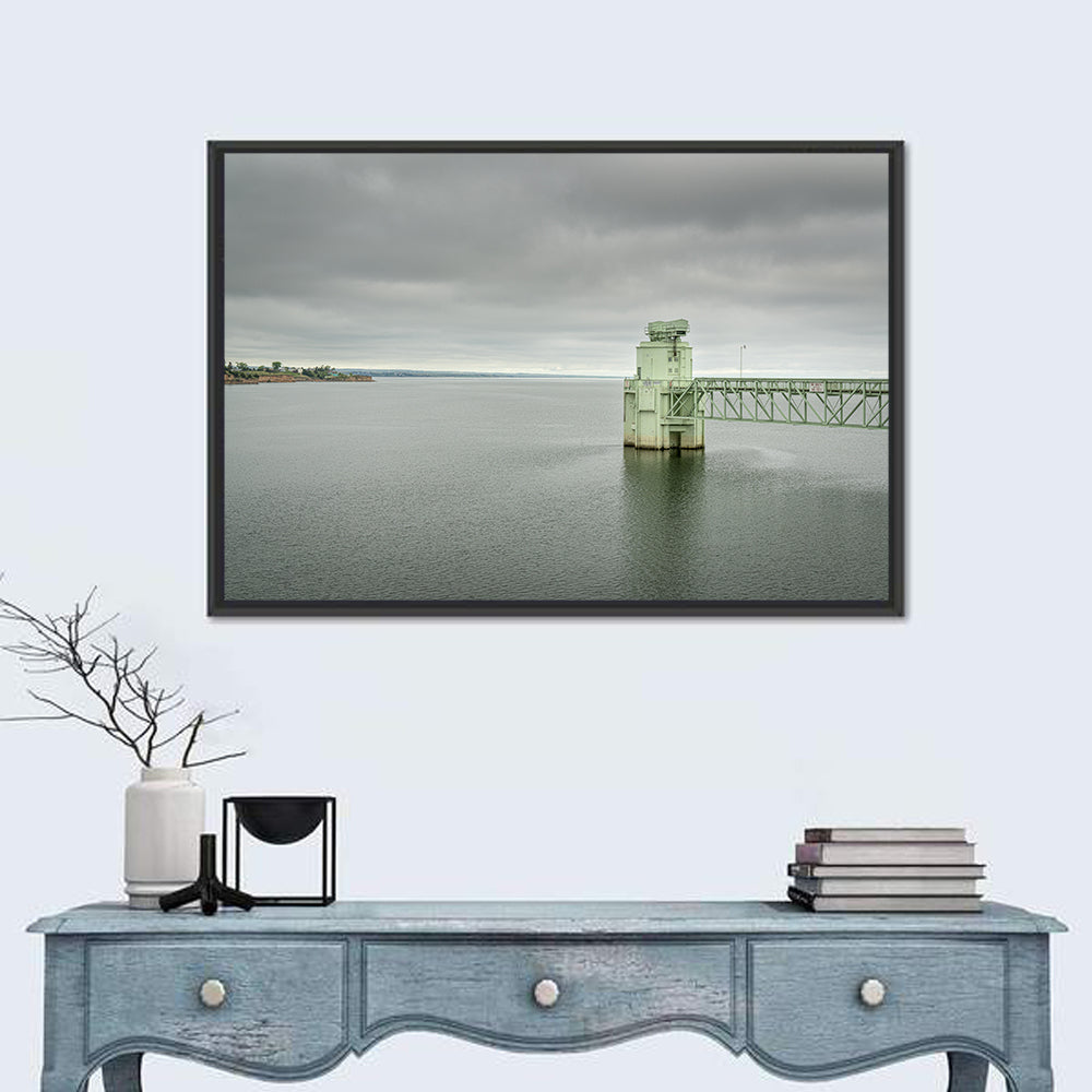 Lake Mcconaughy Intake Tower Wall Art in a room, landscape