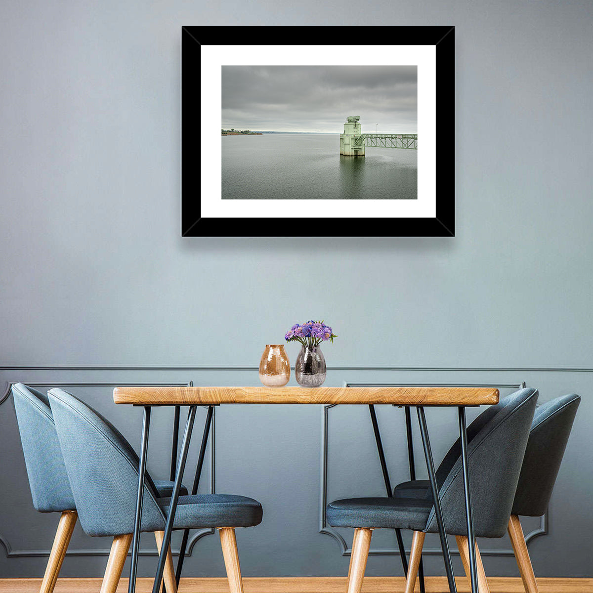 Lake Mcconaughy Intake Tower Wall Art in a room, landscape