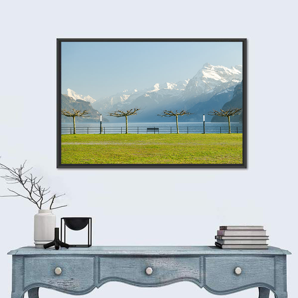 Lake Lucerne Landscape Wall Art in a room, landscape