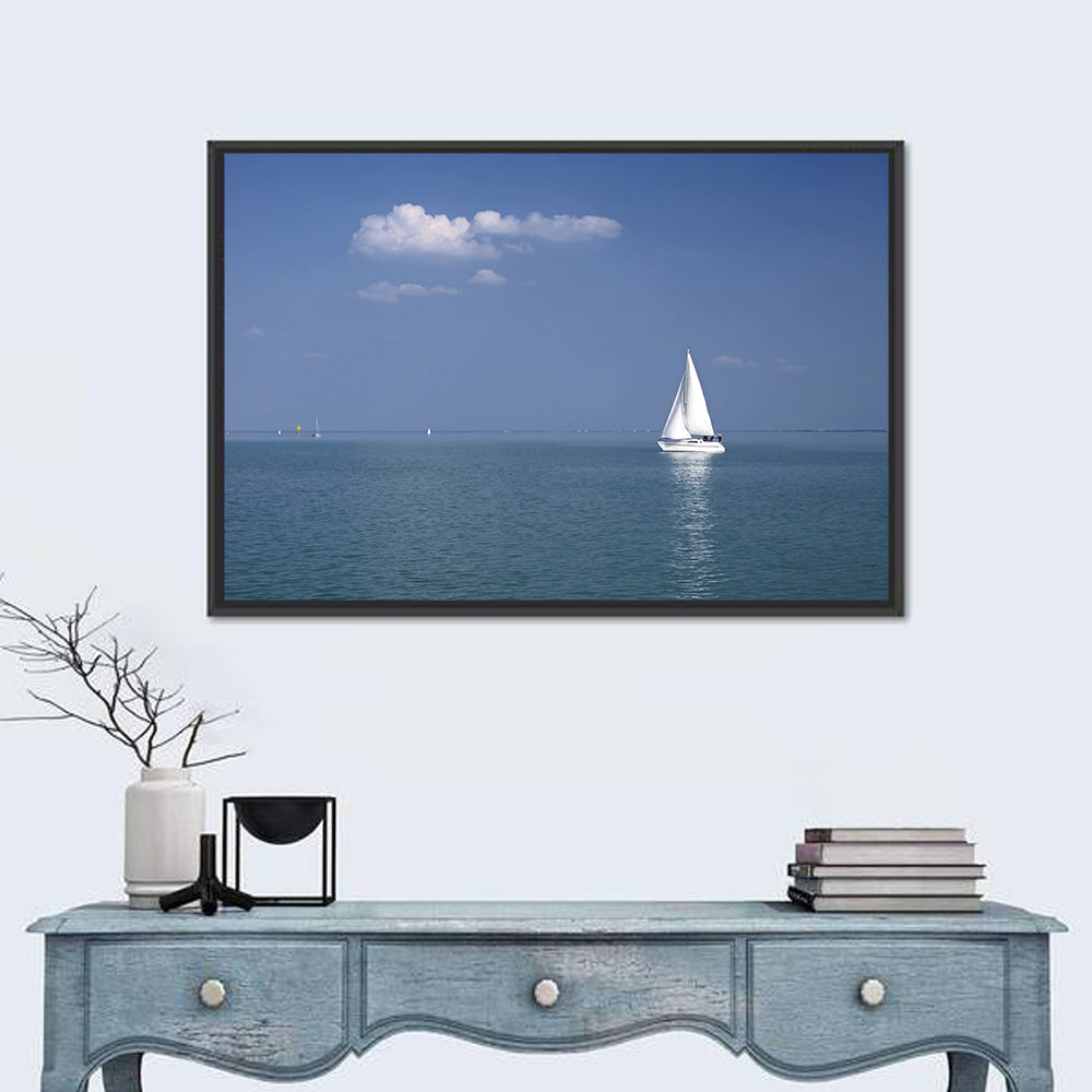 Sailboat on Lake Balaton Wall Art in a room, landscape