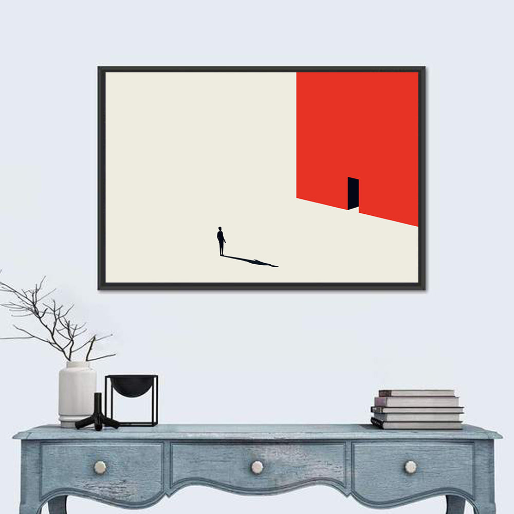 Solitary Figure with Red Door Wall Art
