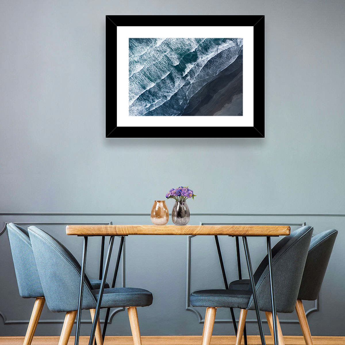 Volcanic Surf on Black Sand Wall Art