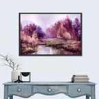 Lavender Autumn Forest Watercolor Wall Art