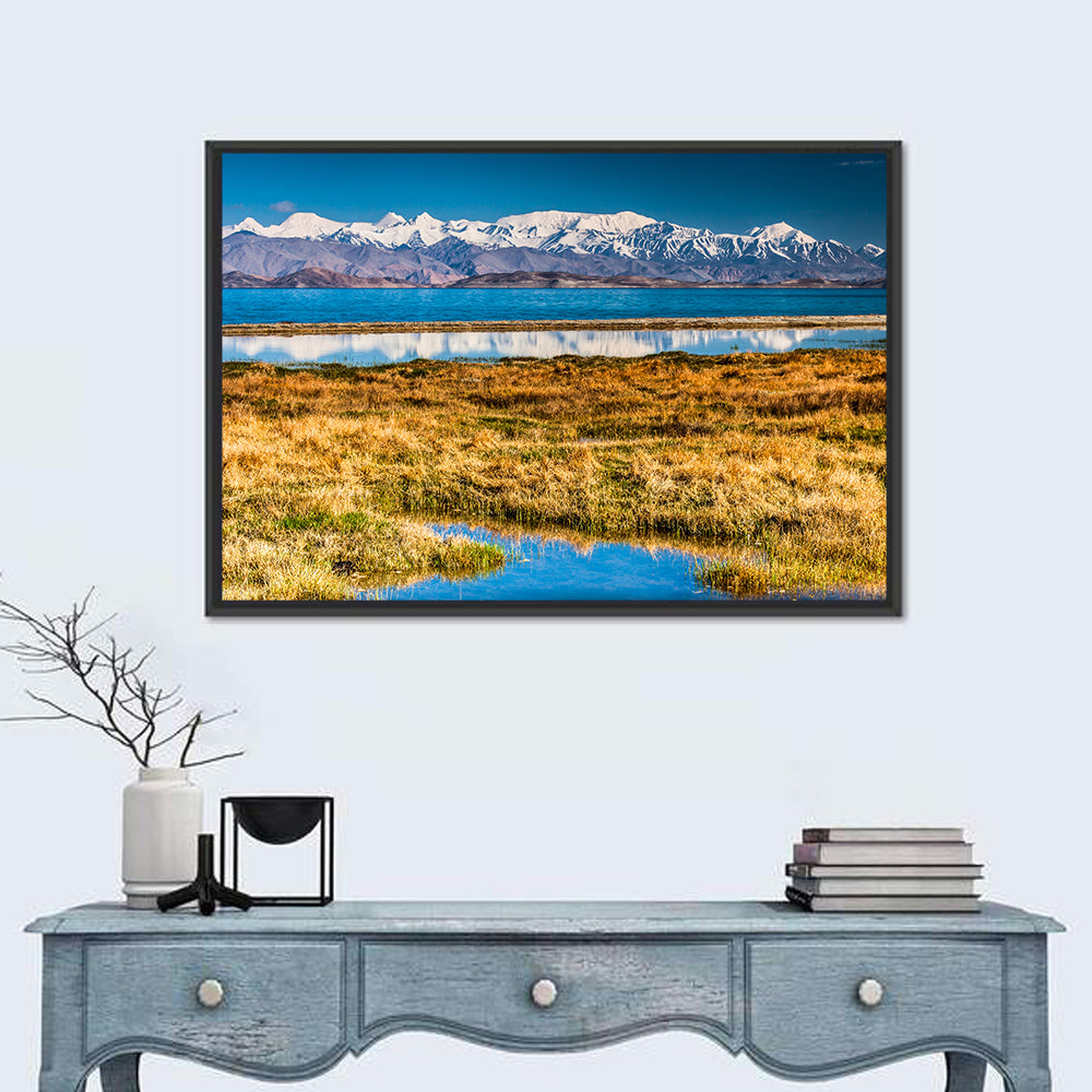 Karakul Lake Reflections Wall Art in a room, landscape
