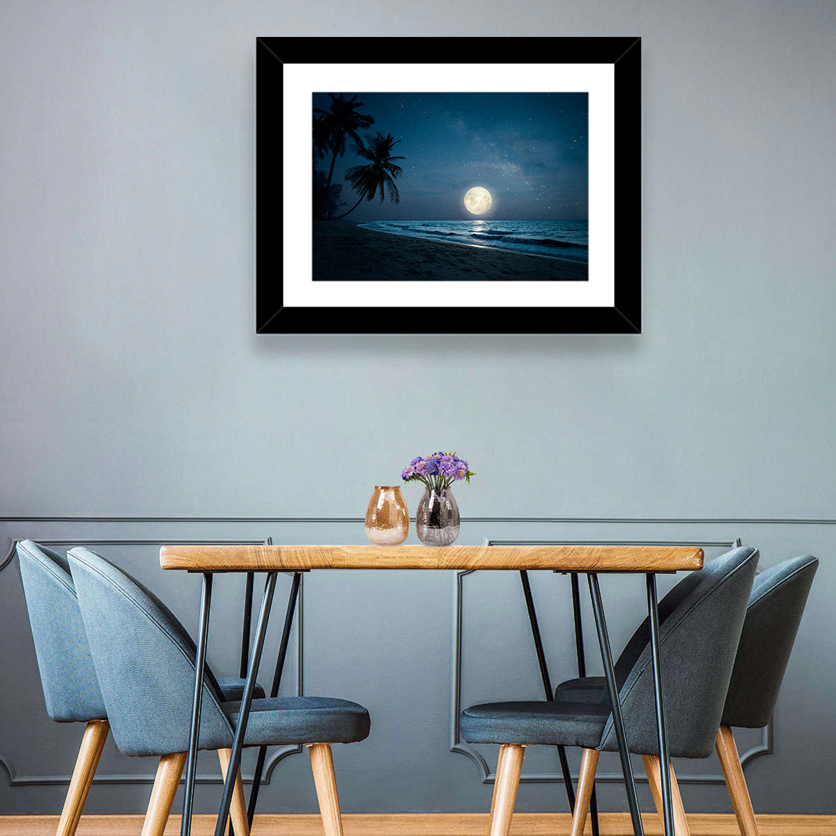 Palm Beach Moonset Wall Art in a room, landscape