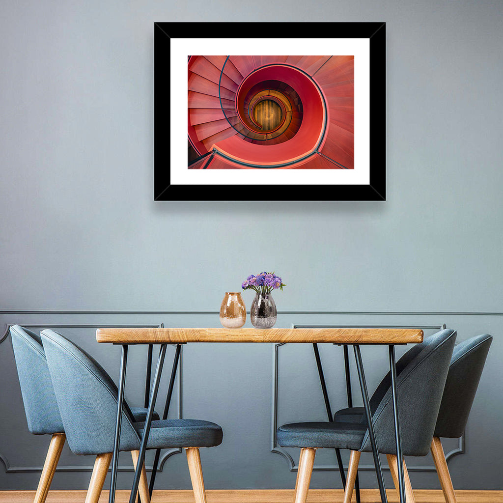 Red Spiral Staircase Wall Art