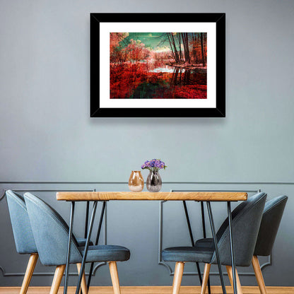 Red Autumn Forest Wall Art