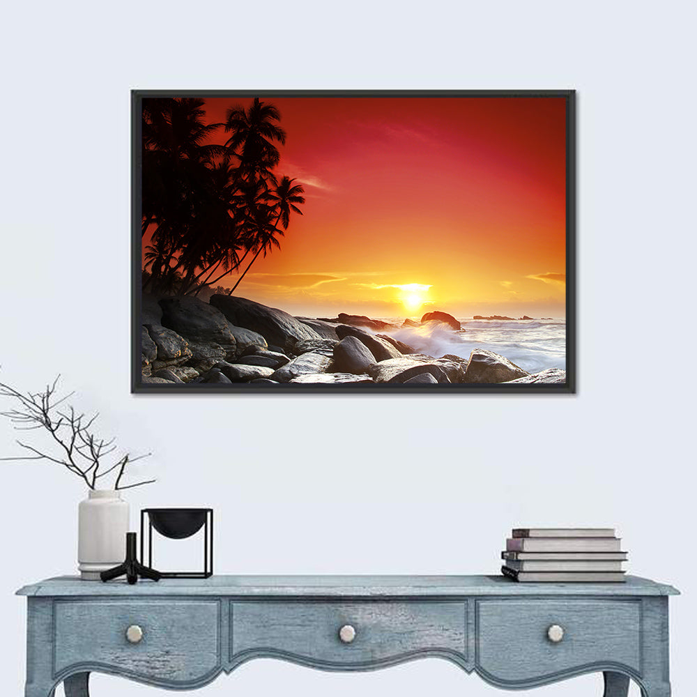 Tropical Island Sunset Wall Art
