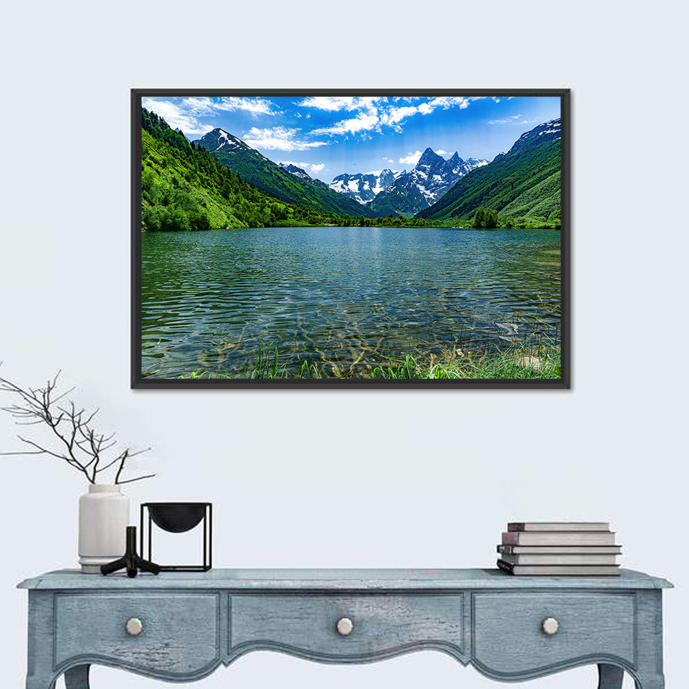 Tumanly Kel Mountain Lake Wall Art in a room, landscape