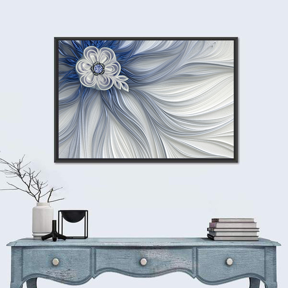 Fractal Flower with Blue Crystal Wall Art