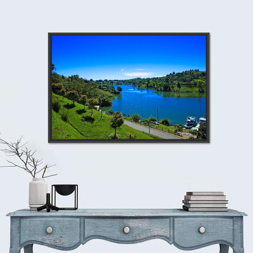 Santa Fe De Antioquia Lake View Wall Art in a room, landscape