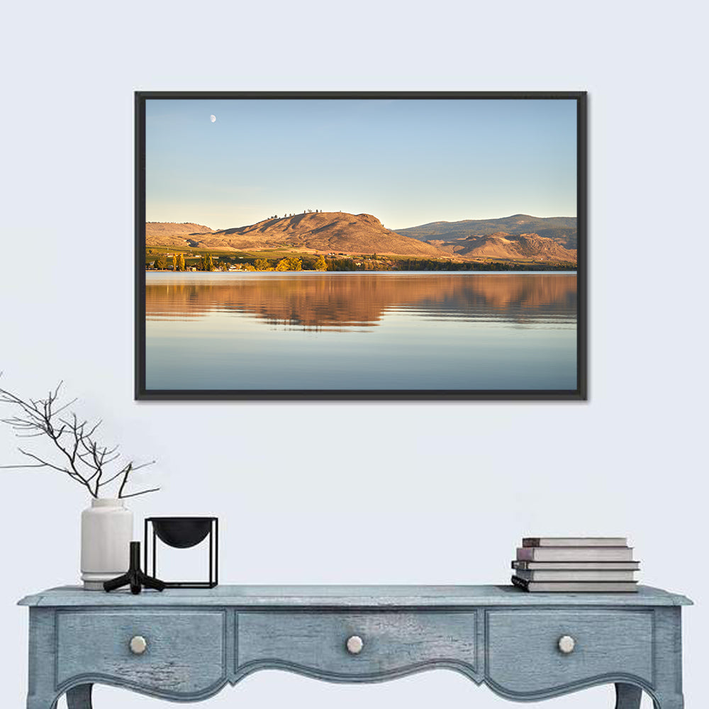 Osoyoos Lake Moonlit Reflection Wall Art in a room, landscape
