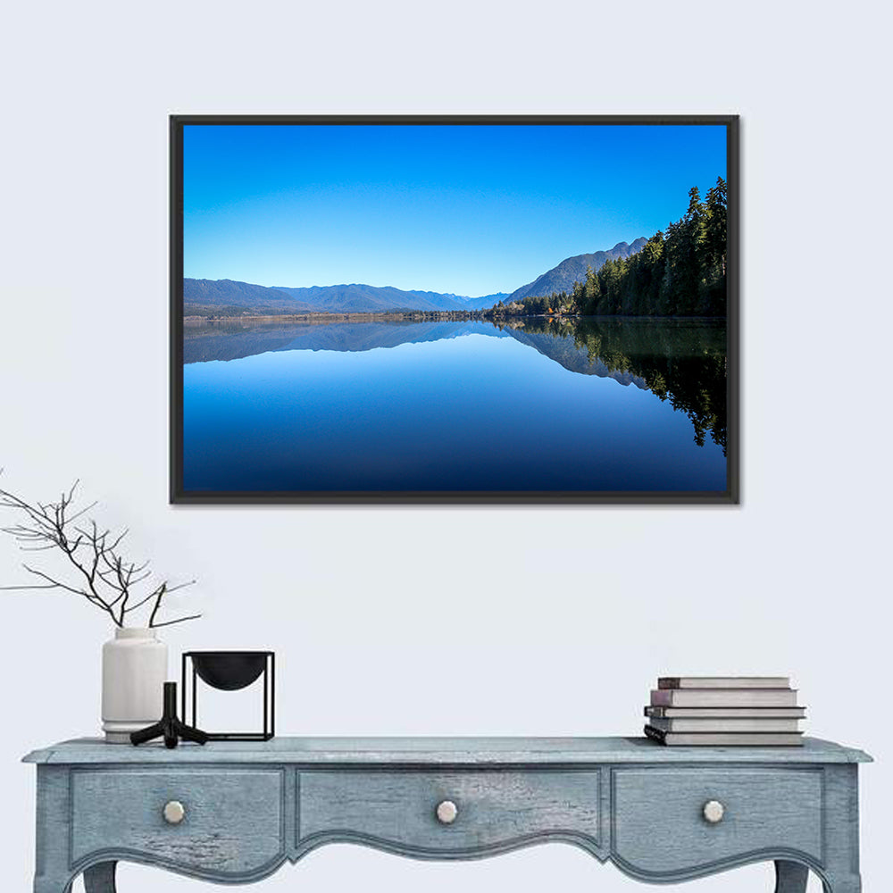 Lake Quinault Reflection Wall Art in a room, landscape