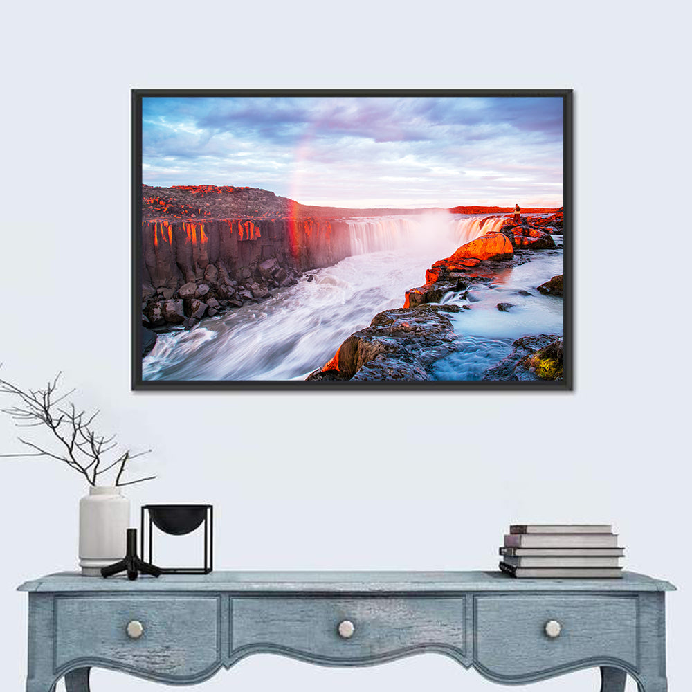 Golden Hour Selfoss Falls Rainbow Wall Art