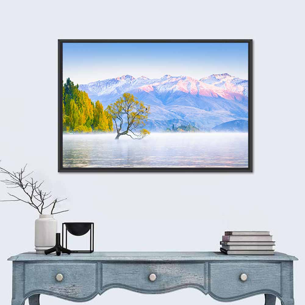 That Wanaka Tree at Dawn Wall Art in a room, landscape