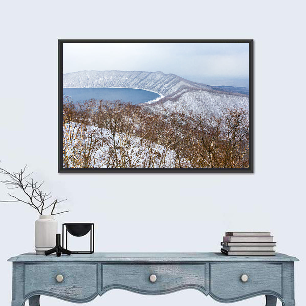 Lake Kuttara Crater View Wall Art in a room, landscape