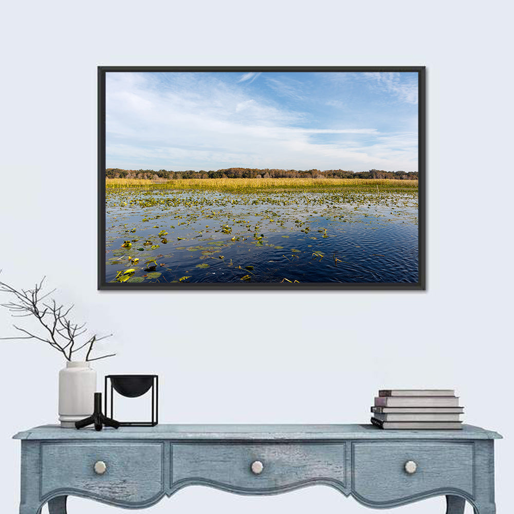 Cloudy Lake Toho Wall Art in a room, landscape