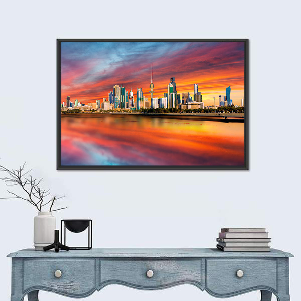Shuwaikh Port at Dusk Wall Art in a room, landscape