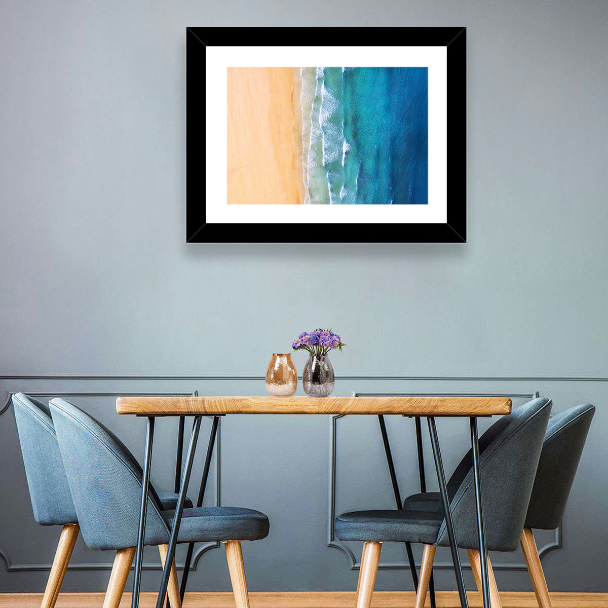 Aerial Iceland Coastline Wall Art in a room, landscape
