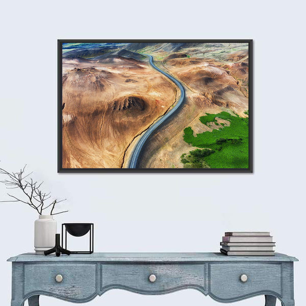 Winding Road in Geysers Valley Wall Art in a room, landscape
