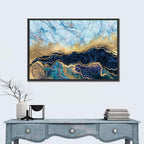 Blue Marble with Gold Veins Wall Art