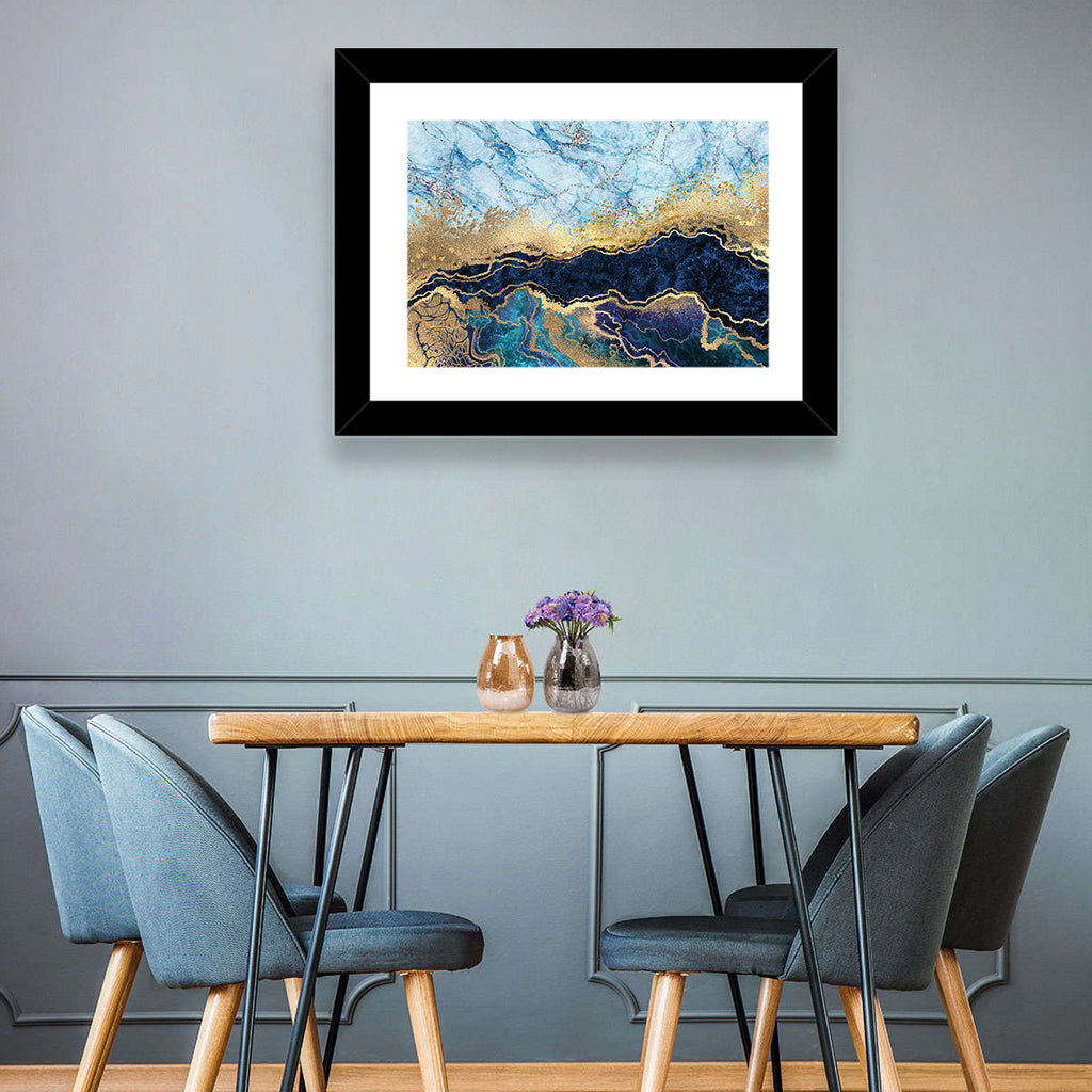 Blue Marble with Gold Veins Wall Art