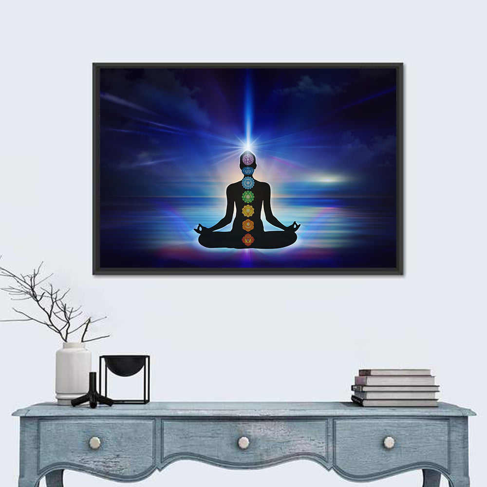 Lotus Pose with Chakra Symbols Wall Art