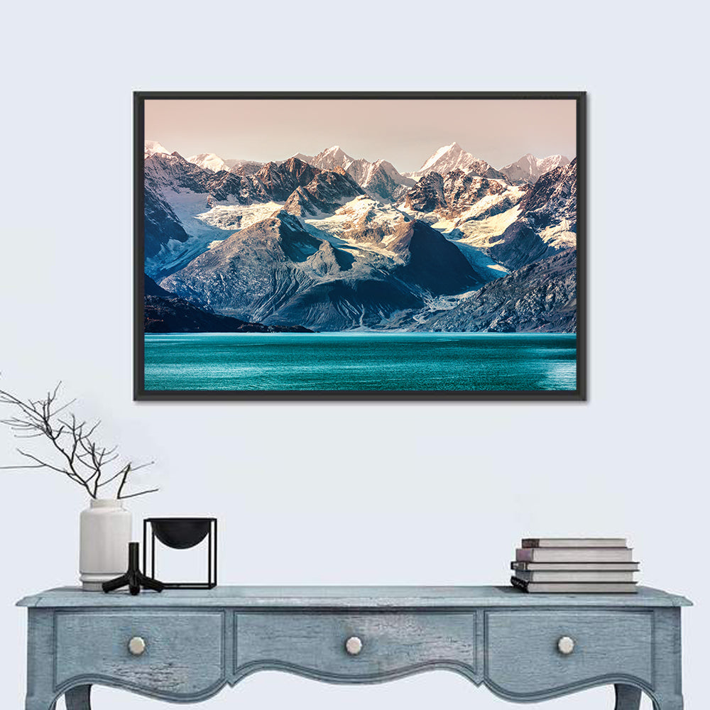 Glacier Bay Turquoise Waters Wall Art in a room, landscape