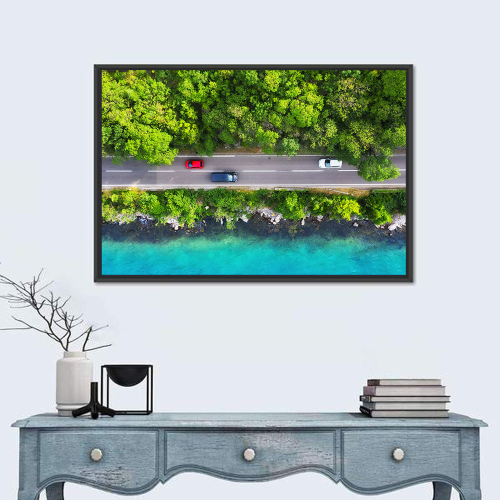 Sea Coast Highway Wall Art in a room, landscape