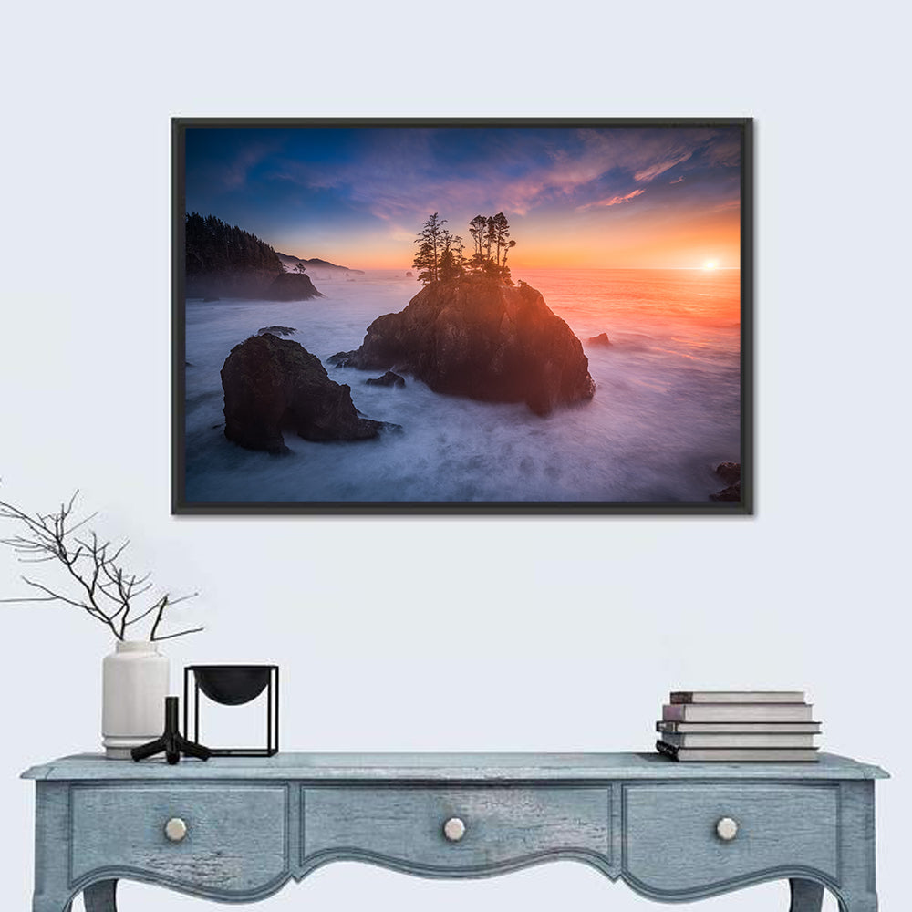Secret Beach Sunset, Oregon Wall Art in a room, landscape