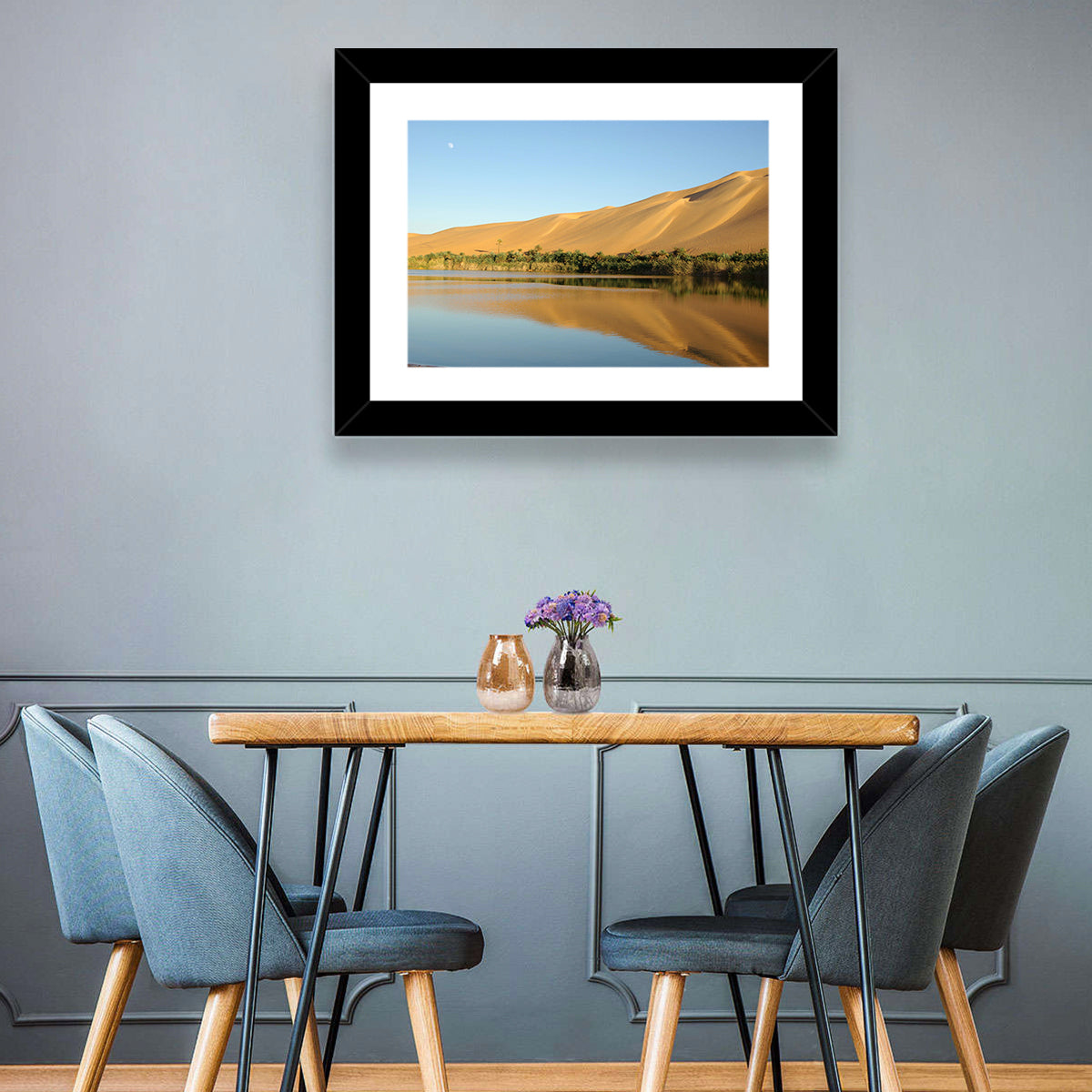 Desert Oasis Reflection Wall Art in a room, landscape