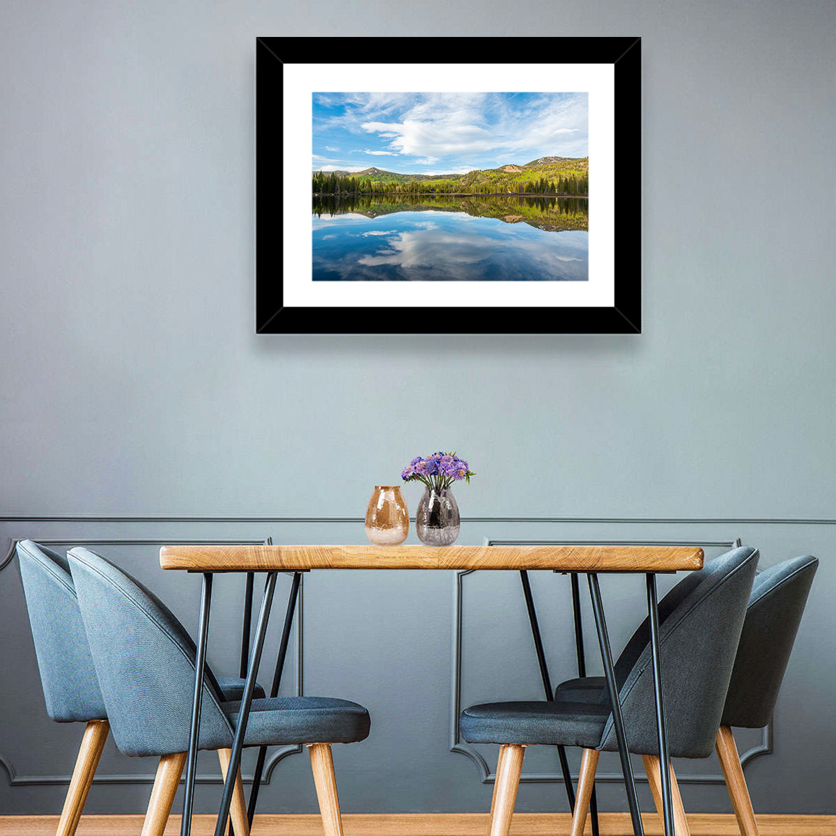Silver Lake Reflection Wall Art in a room, landscape