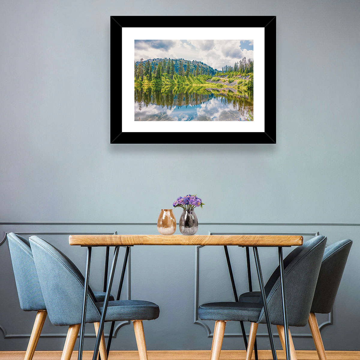 Highwood Lake Reflection Wall Art in a room, landscape