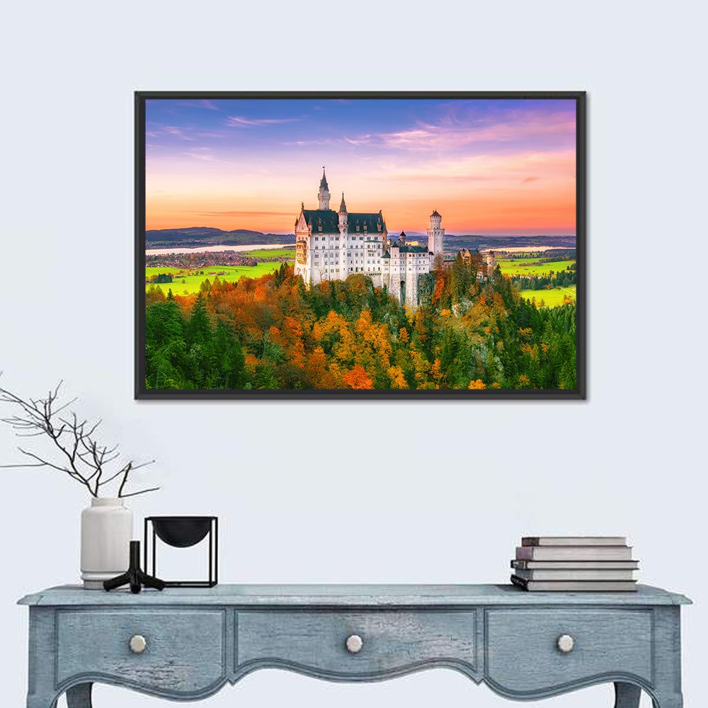 Neuschwanstein Castle at Autumn Sunset Wall Art