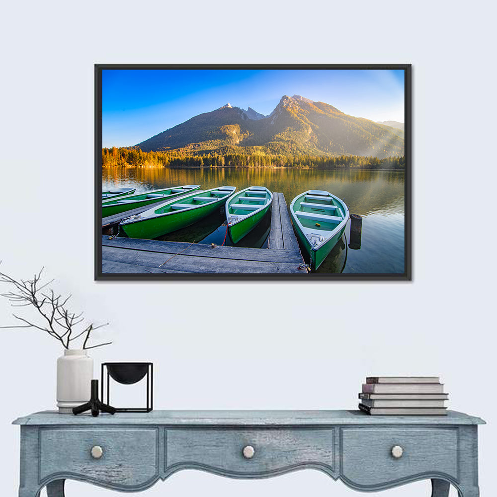 Moored Boats at Hintersee Wall Art in a room, landscape
