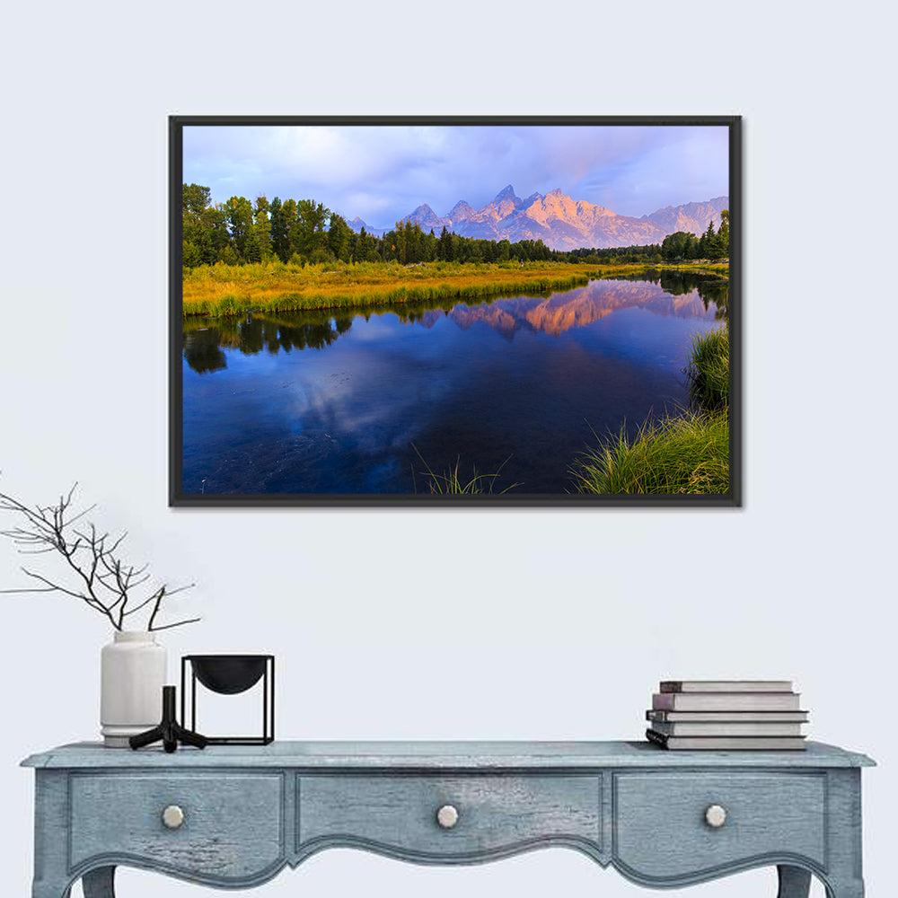 Grand Tetons Sunrise Over Snake River Wall Art in a room, landscape