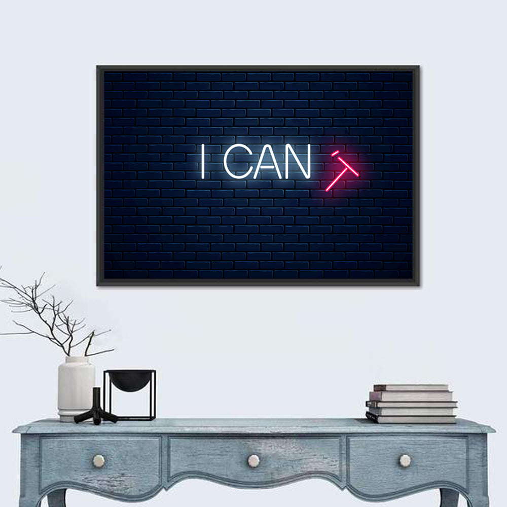 I Can Neon Sign Wall Art in a room, landscape