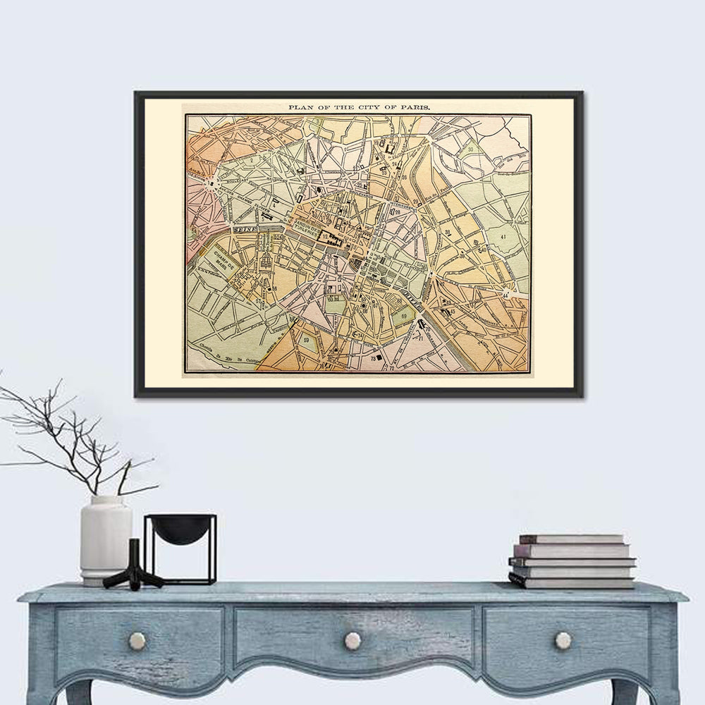 Plan of Paris Wall Art in a room, landscape