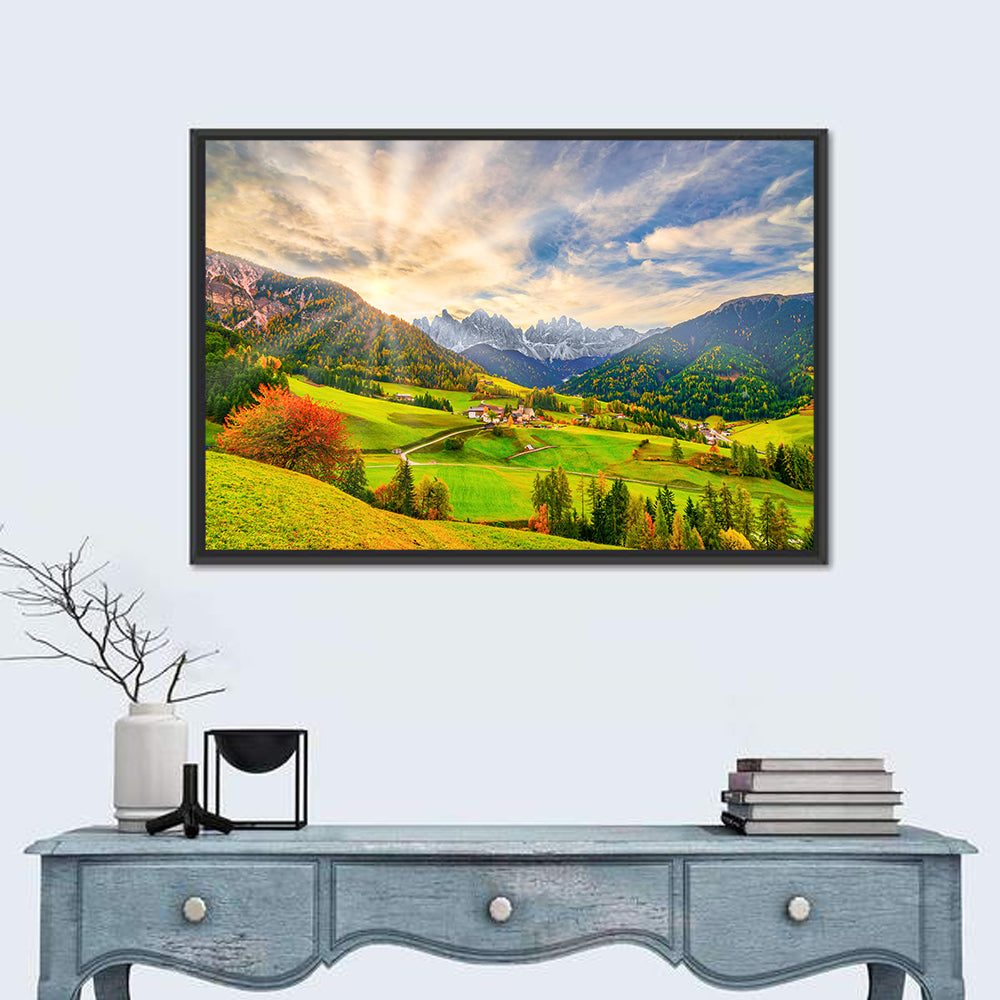 Santa Magdalena Valley at Golden Hour Wall Art in a room, landscape