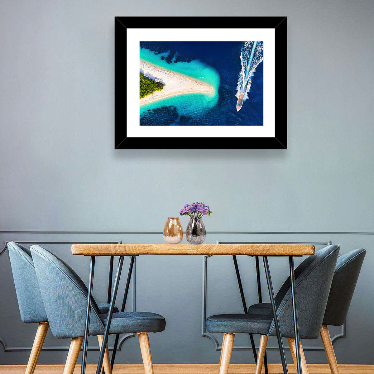 Zlatni Rat Beach Aerial, Bol Croatia Wall Art in a room, landscape