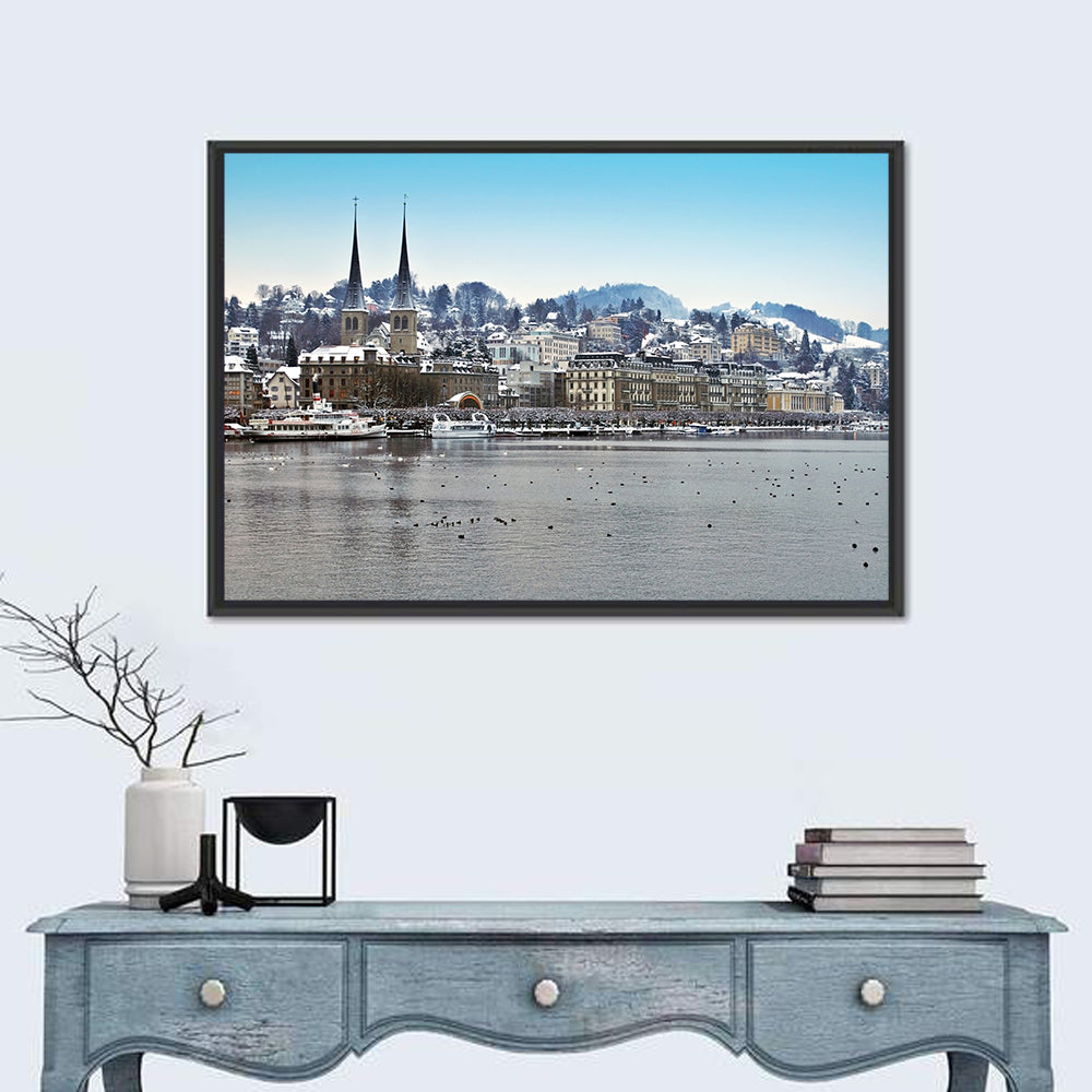Hofkirche Lucerne Cityscape Wall Art in a room, landscape