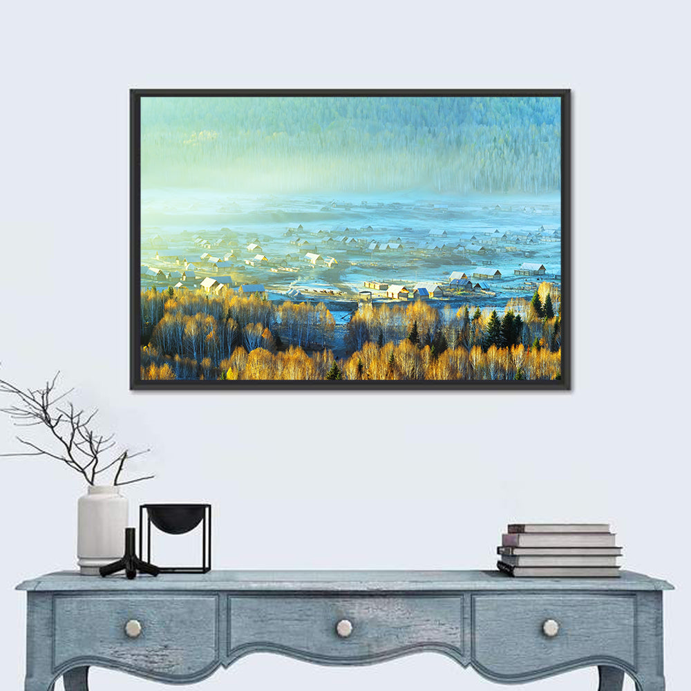 Misty Xinjiang Village Wall Art