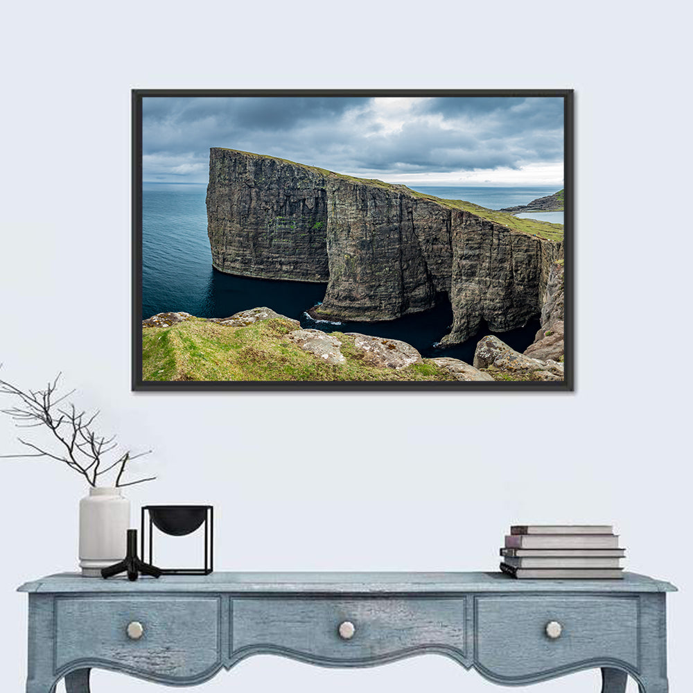 Trælanípa Cliff, Faroe Islands Wall Art in a room, landscape