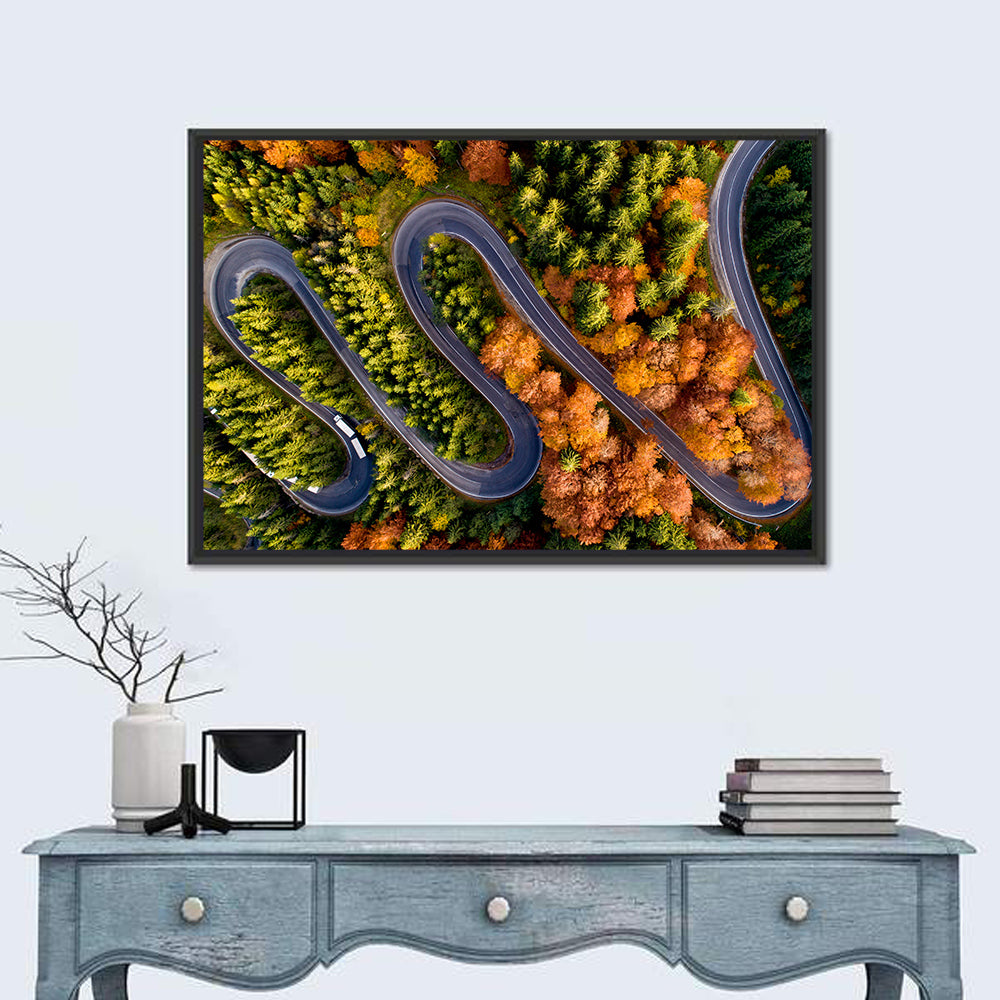 Autumn Aerial Mountain Road Wall Art