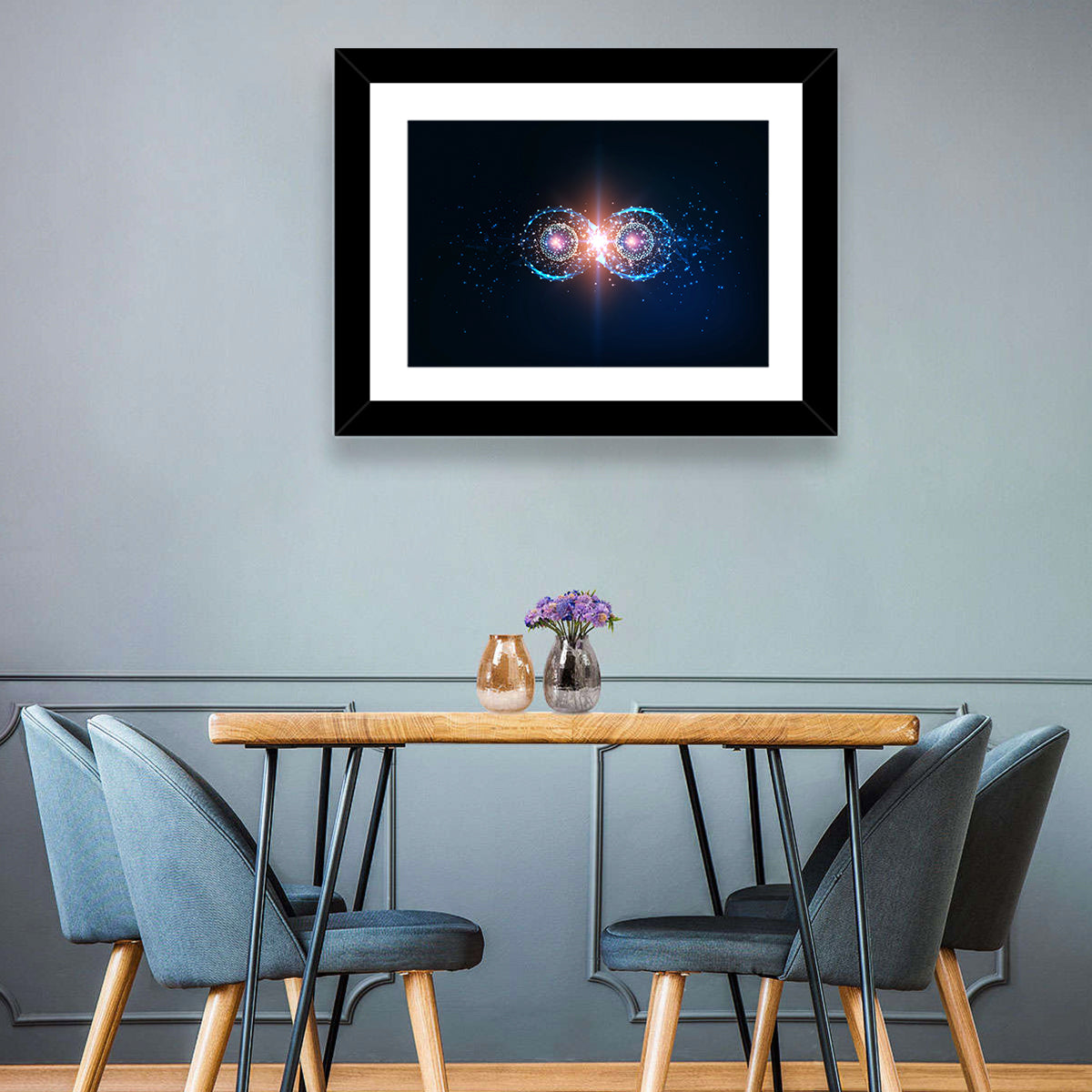 Polygonal Infinity Loop Wall Art in a room, landscape