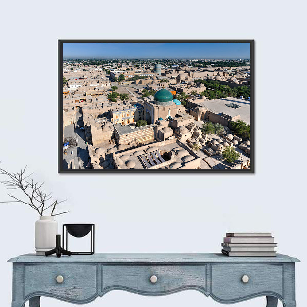 Khiva Green Dome Madrassa Wall Art in a room, landscape
