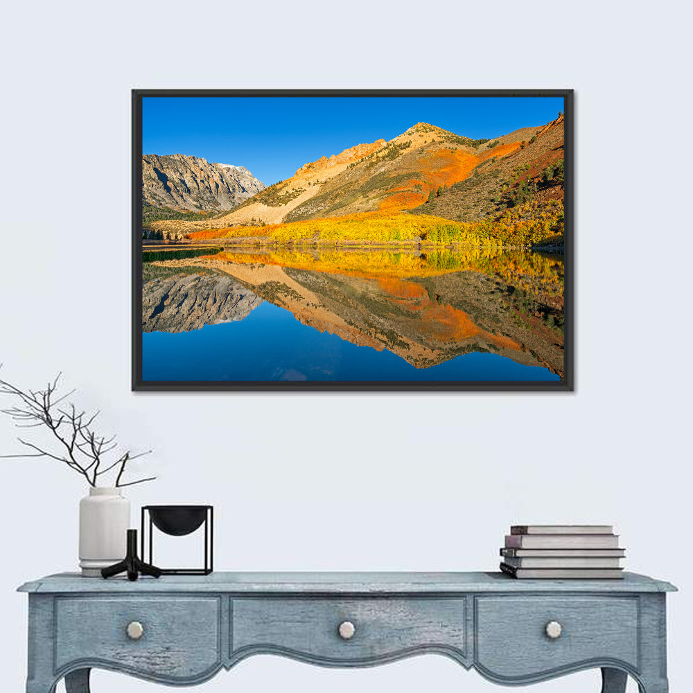 North Lake Autumn Reflection Wall Art in a room, landscape