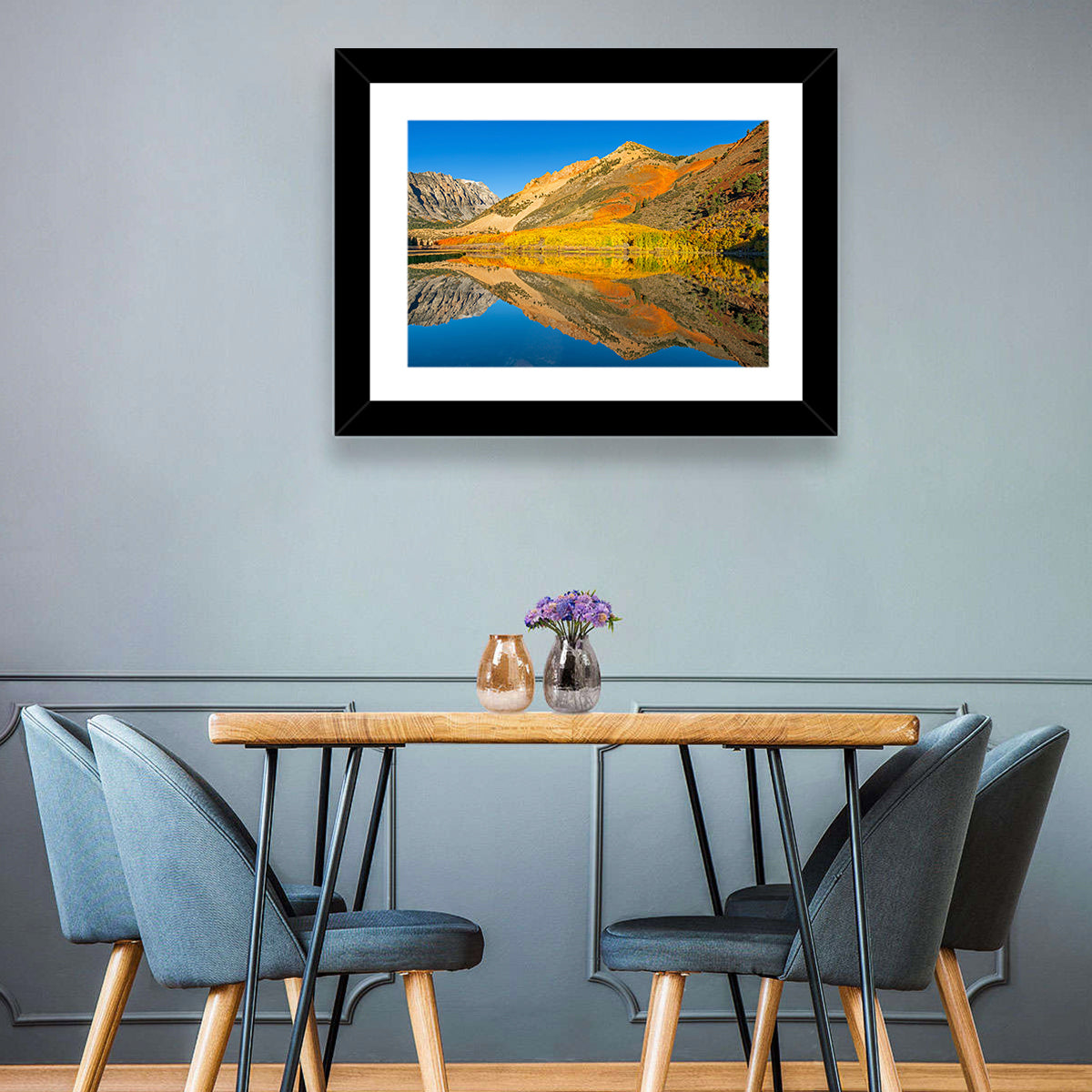 North Lake Autumn Reflection Wall Art in a room, landscape